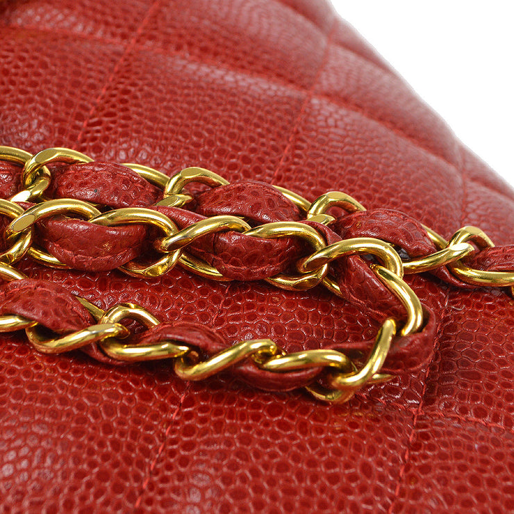 Chanel 1994-1996 Red Caviar Medium Diana Flap Bag