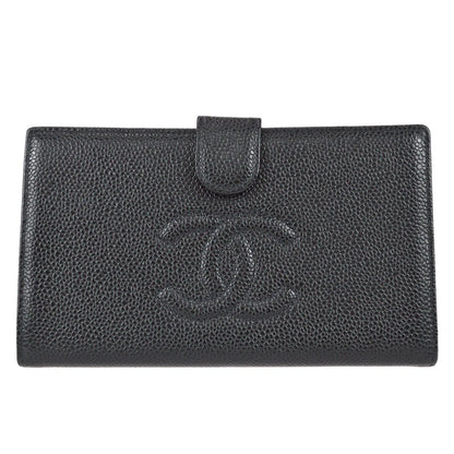 Chanel 2001-2003 Timeless Long Wallet Black Caviar