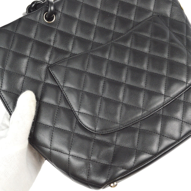 CHANEL Cambon Tote Small Shoulder Bag Black White Quilted calf