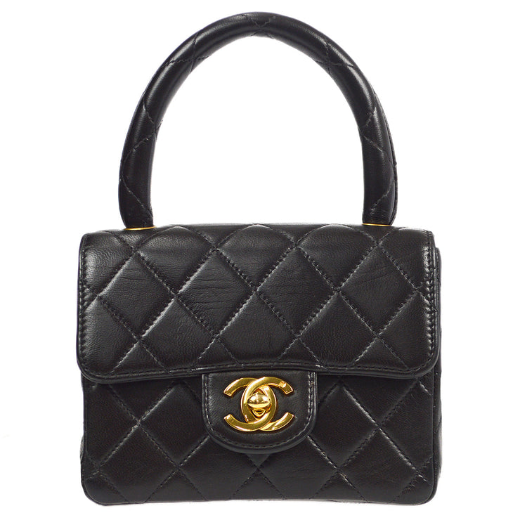 Chanel 1994 Classic Flap Handbag Micro Black Lambskin