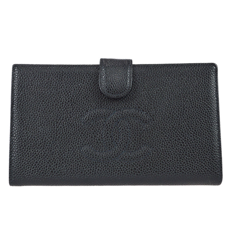 Chanel 2000-2001 Timeless Long Wallet Black Caviar