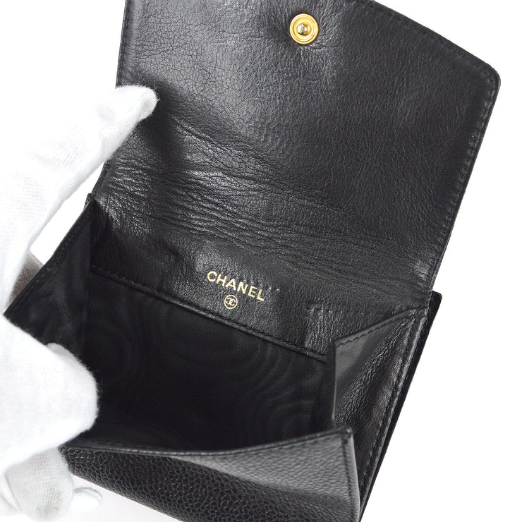 Chanel Black Caviar Bicolore Bifold Wallet Purse