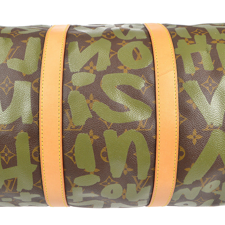 LOUIS VUITTON Keepall 50 Bandouliere Camouflage Nylon Monogram Travel