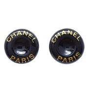 Chanel 1997ボタンロゴイヤリングブラッククリップオン