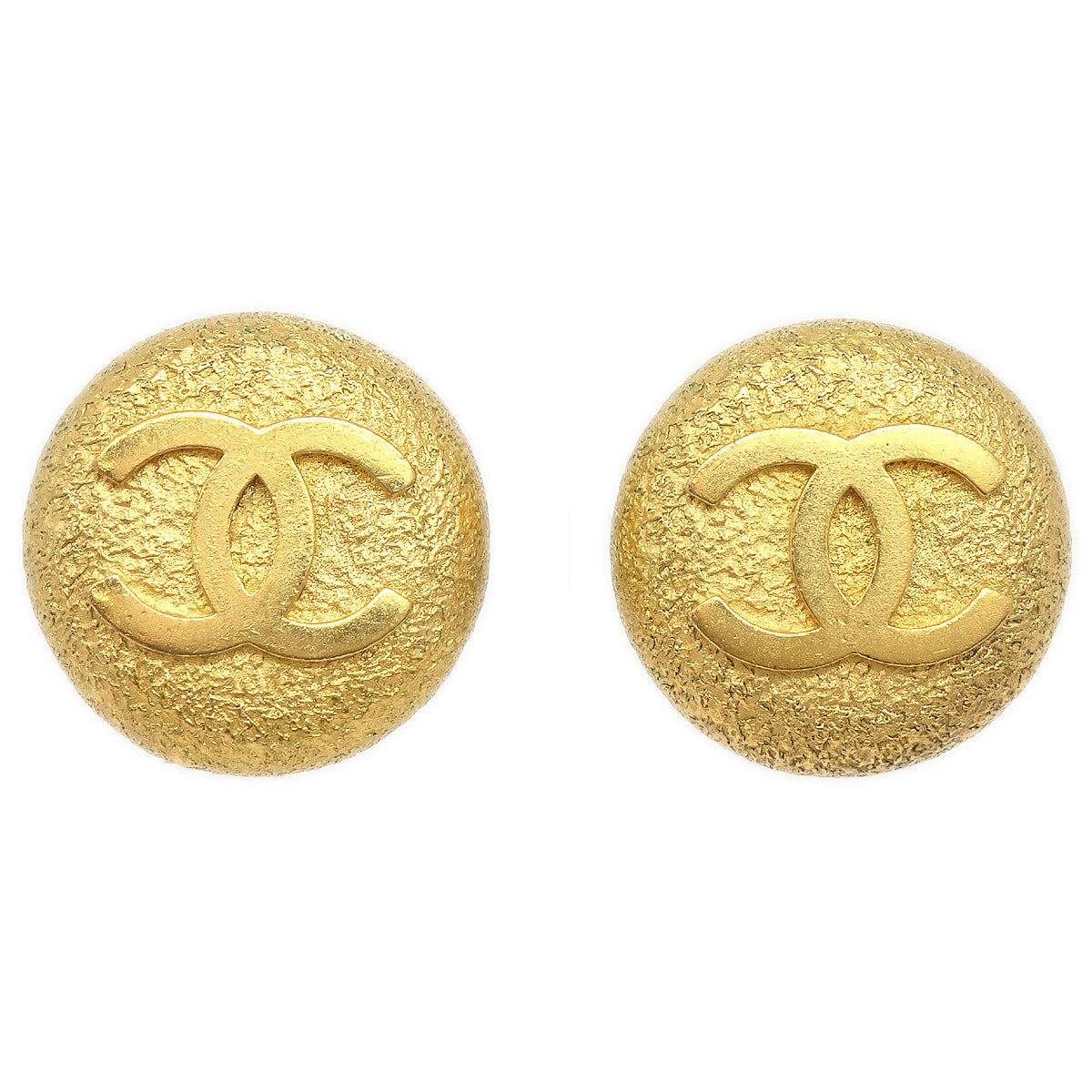 Chanel Button Earrings Gold Clip-On Large 95A – AMORE