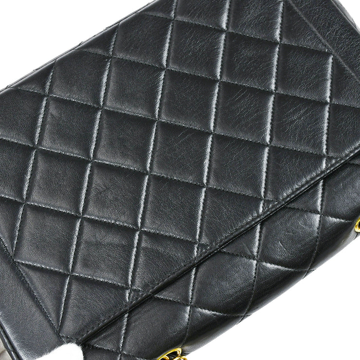 Chanel Black Lambskin Choco Bar Single Flap Shoulder Bag