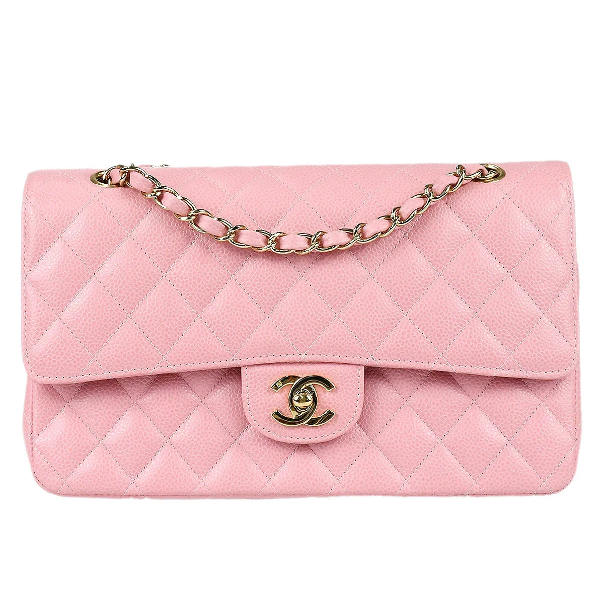 Chanel 2003-2004 Classic Double Flap Medium Pink Caviar
