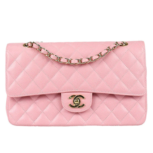 Chanel 2003-2004 Classic Double Flap Medium Pink Caviar