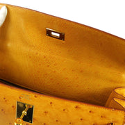 Saffron Sellier Kelly 35 in Ostrich Leather with Gold Hardware, 1996