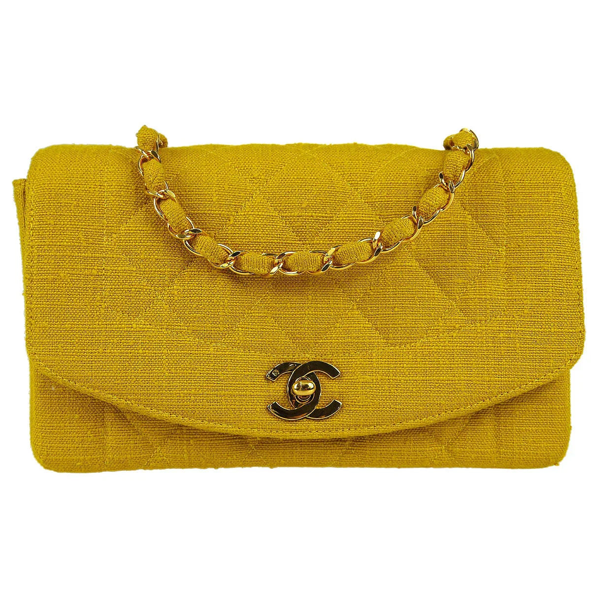 Chanel * 1991-1994 Diana Small Yellow Linen