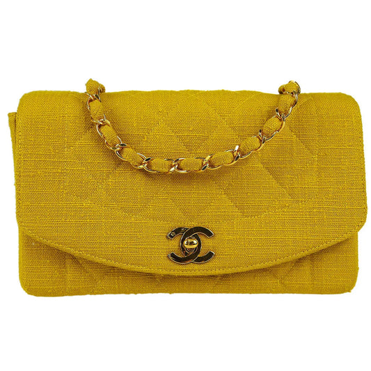 Chanel * 1991-1994 Diana Small Yellow Linen