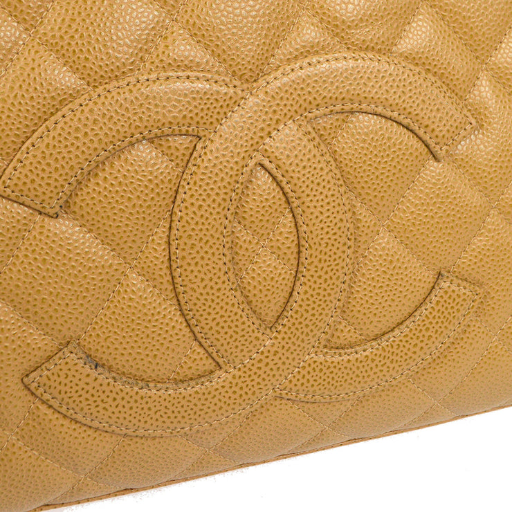 Chanel 2003-2004 Bowling Bag 37 Beige Caviar