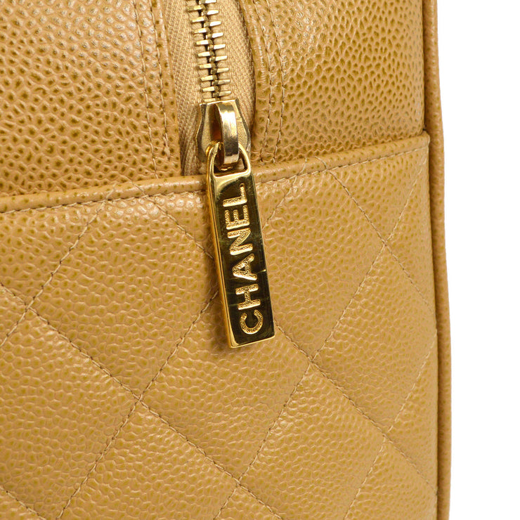 Chanel 2003-2004 Bowling Bag 37 Beige Caviar