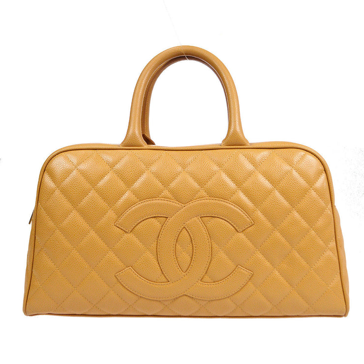 Chanel 2003-2004 Bowling Bag 37 Beige Caviar