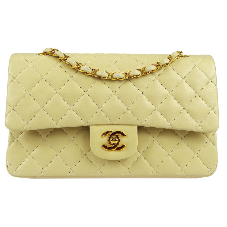 Chanel 1994-1996 Beige Lambskin Small Classic Double Flap Bag