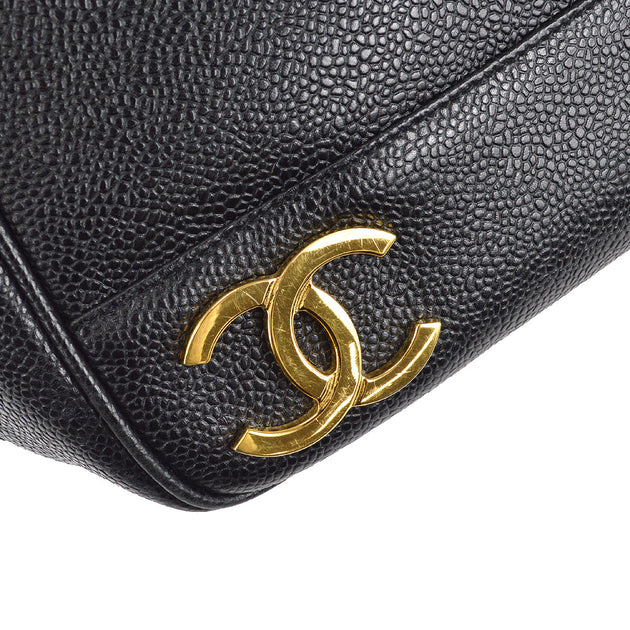 Chanel 1994-1996 Jumbo Vertical Stitch Pocket Camera Bag Black