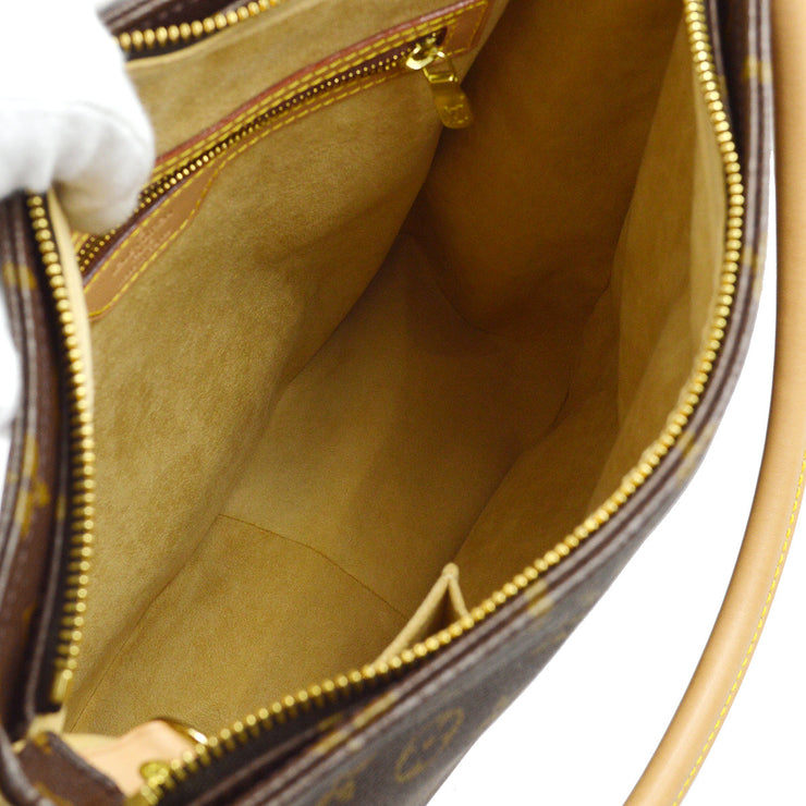 Louis Vuitton Womens Leather Canvas Monogram GM Looping M51145 Shoulder Bag