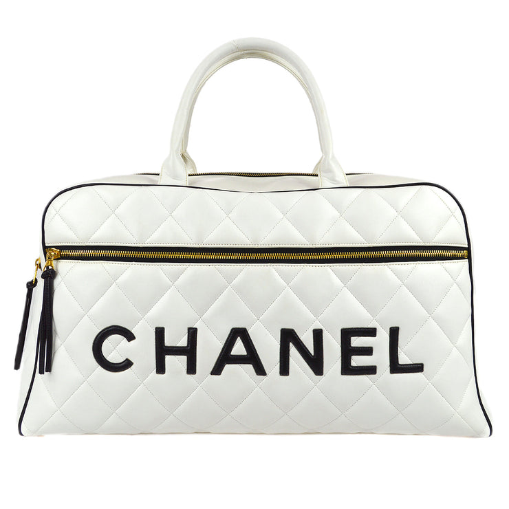 Chanel Black Quilted Lambskin CC Chain Zip Bowling Bag