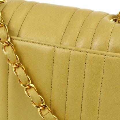 Chanel * 1991-1994 Beige Lambskin Mini Vertical Stitch Square Flap Bag 17