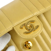 Chanel * 1991-1994 Beige Lambskin Mini Vertical Stitch Square Flap Bag 17