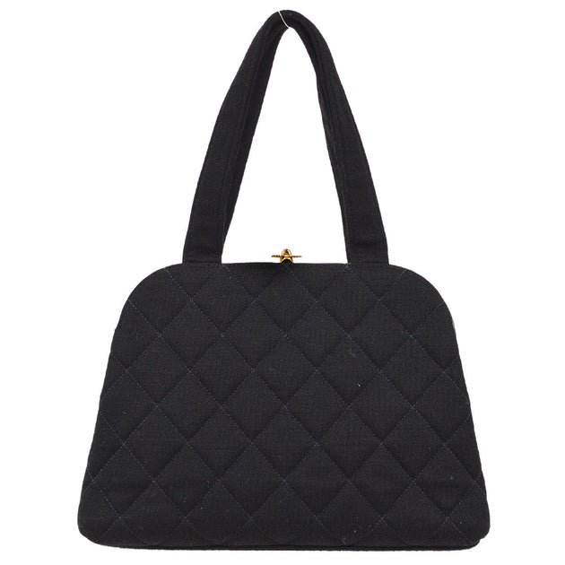 Sold at Auction: Chanel Vintage Black Quilted Silk Evening Frame Bag