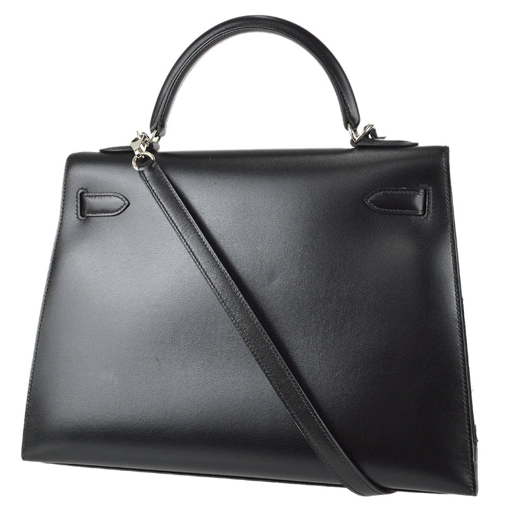 Hermes * 2003 Kelly 32 Sellier Guilloche Black Box Calf – AMORE