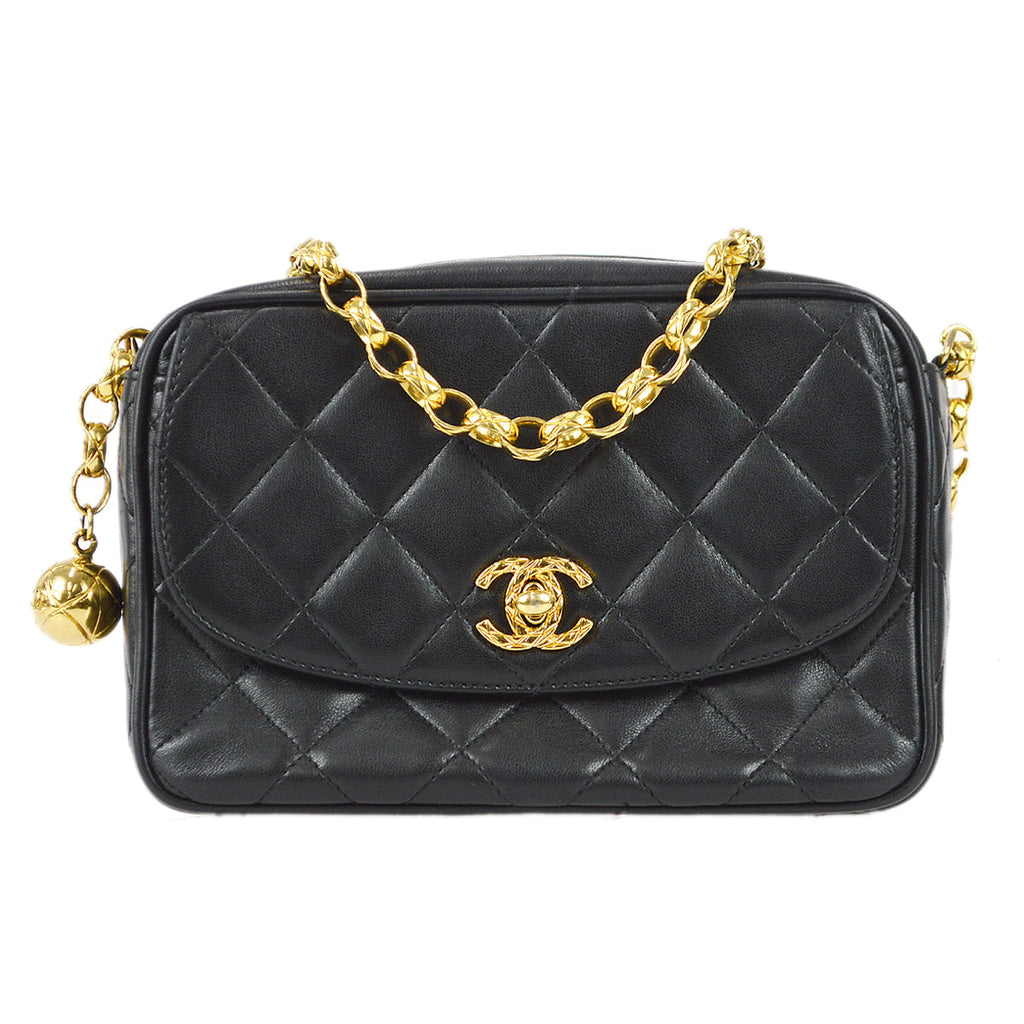 Chanel Classic Flap Bijou Chain Shoulder Bag Black Lambskin
