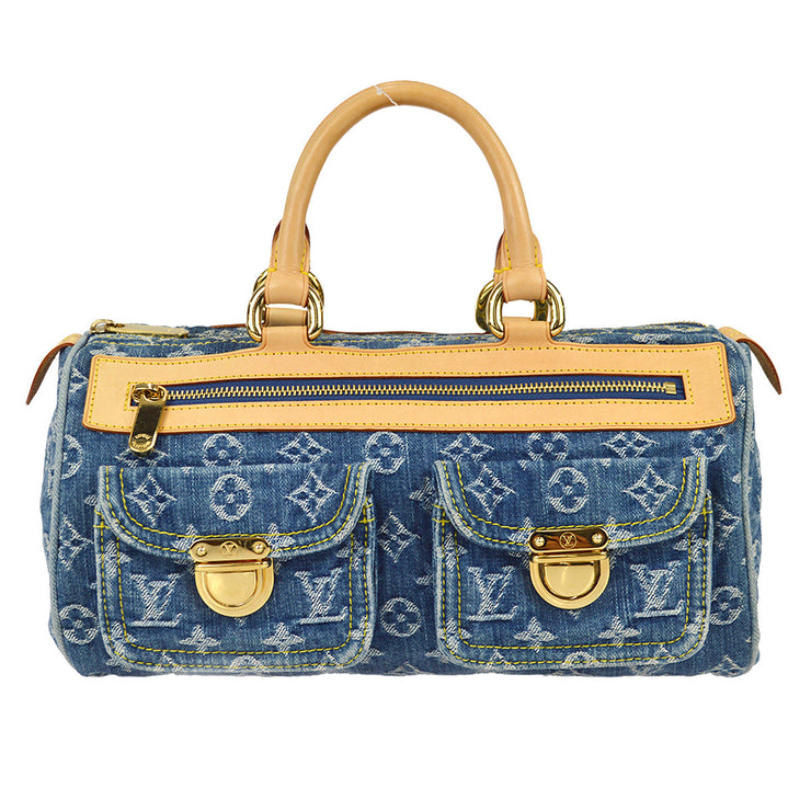 Blue Louis Vuitton Monogram Denim Neo Speedy 30 Handbag