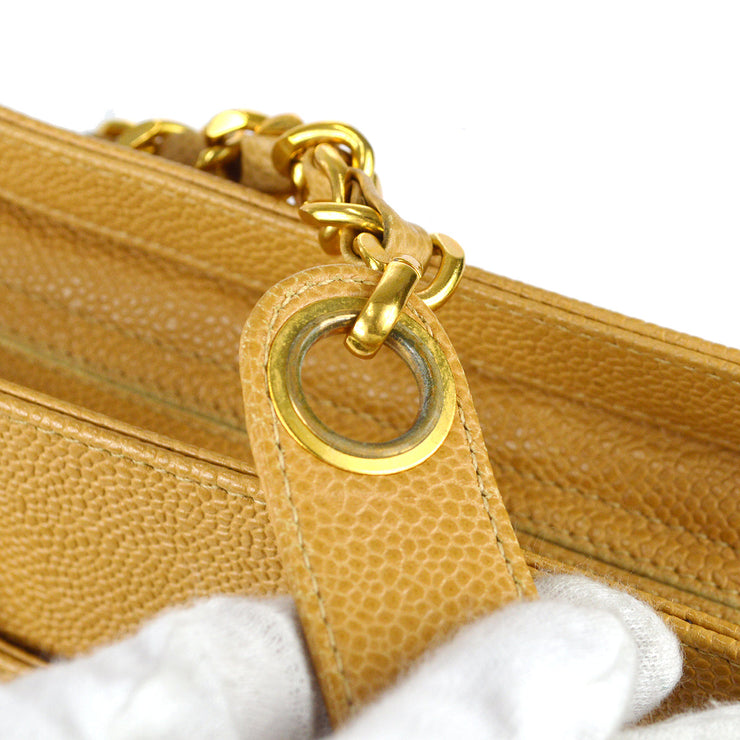 Chanel Quilted Cc Ghw Chain Shoulder Bag Crossbody Caviar Leather Yellow  Auction