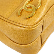 Chanel 1994-1996 Triple CC Chain Shoulder Bag Beige Caviar