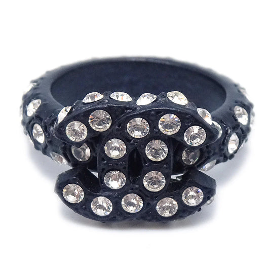 Chanel 2002 Crystal & Black CC Ring #53