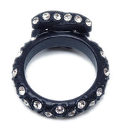 Chanel 2002 Black＆Crystal CC Ring＃6
