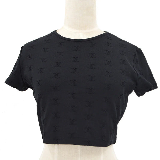 Chanel 1997 Spring CC logo-embroidered cropped T-shirt #42
