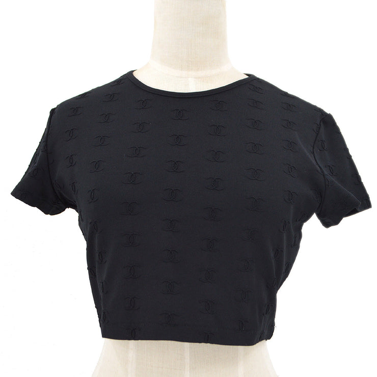 Chanel 1997 Spring CC logo-embroidered cropped T-shirt #42