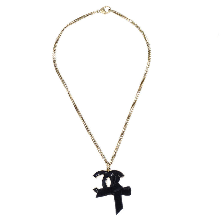 Chanel Bow Gold Chain Pendant Necklace 07C