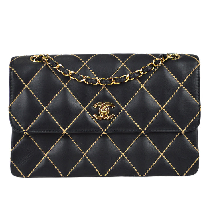 Chanel Wild Stitch Straight Flap Double Chain Shoulder Bag Calf – AMORE  Vintage Tokyo