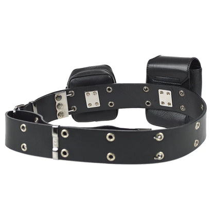 Christian Dior 2002 Twin Pochette Belt Bum Bag Black Black＃85