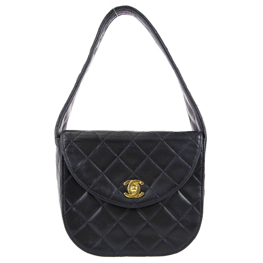 Chanel 1991-1994 Round Flap Handbag Mini Black Lambskin – AMORE Vintage  Tokyo