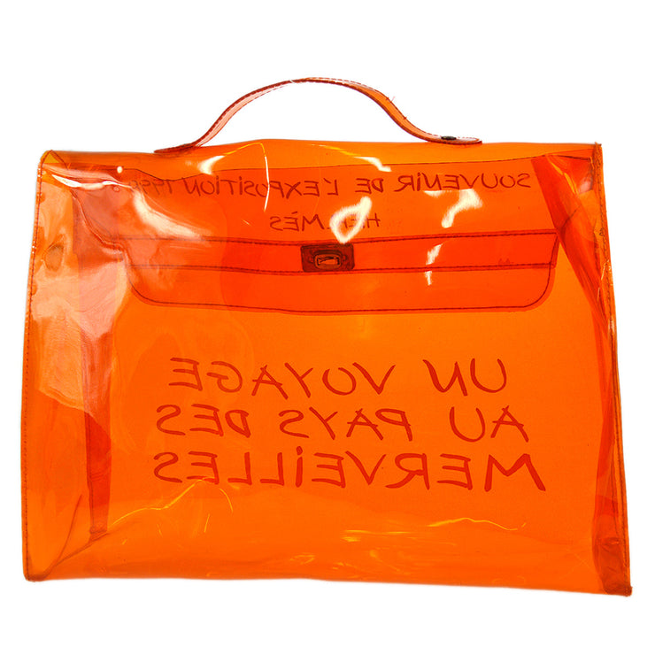 Hermes Kelly 1998 Vinyl Beach Handbag Orange