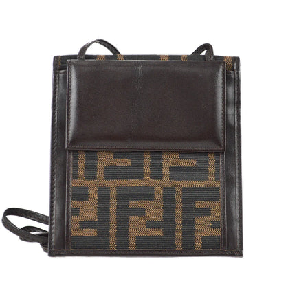 Fendi Zucca Shoulder Bag Wallet Pochette Brown