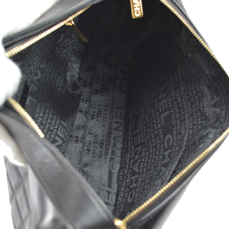 Chanel 2003-2004 Choco Bar Shoulder Bag Black Lambskin