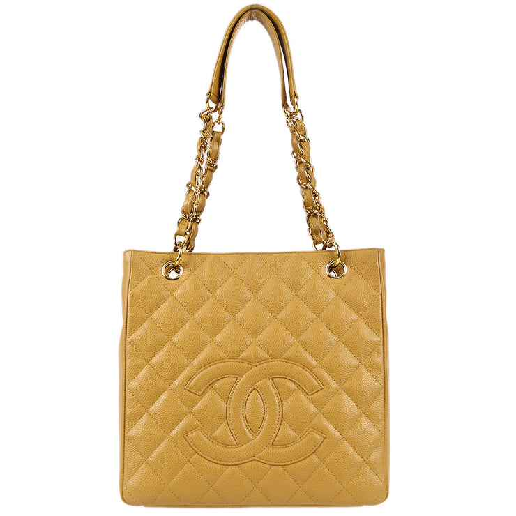 Chanel 2004-2005 Petite Shopping Tote PST Beige Caviar