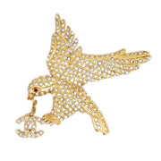 Chanel Eagle Rhinestone Brouch Pin Gold 01p