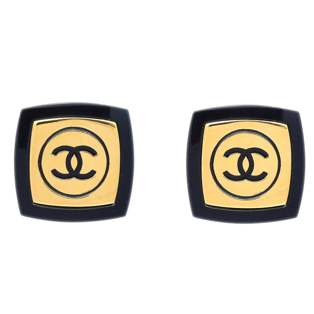 Chanel Earrings Gold Black Clip-On – AMORE Vintage Tokyo