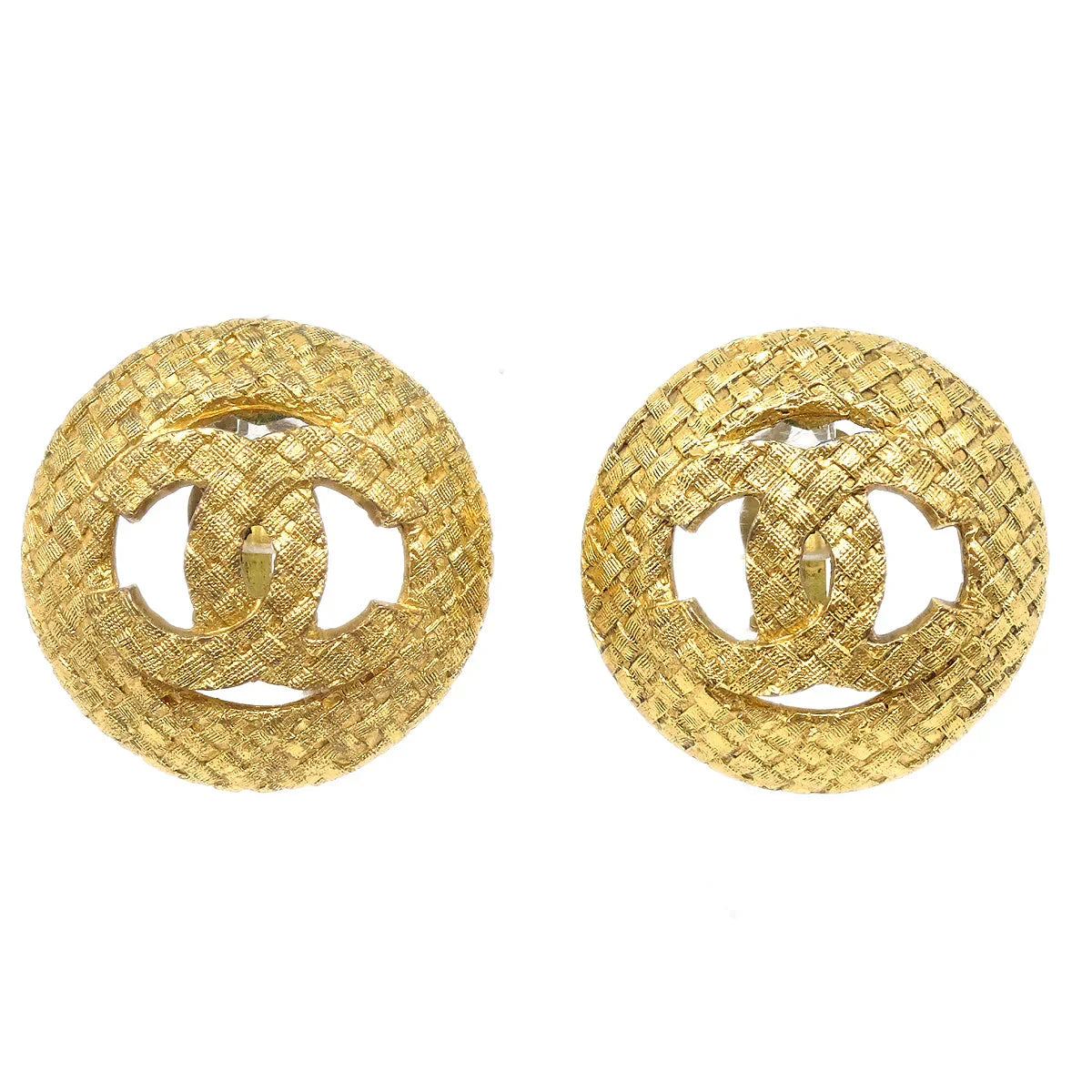 Chanel Button Earrings Gold Clip-On 29/2889