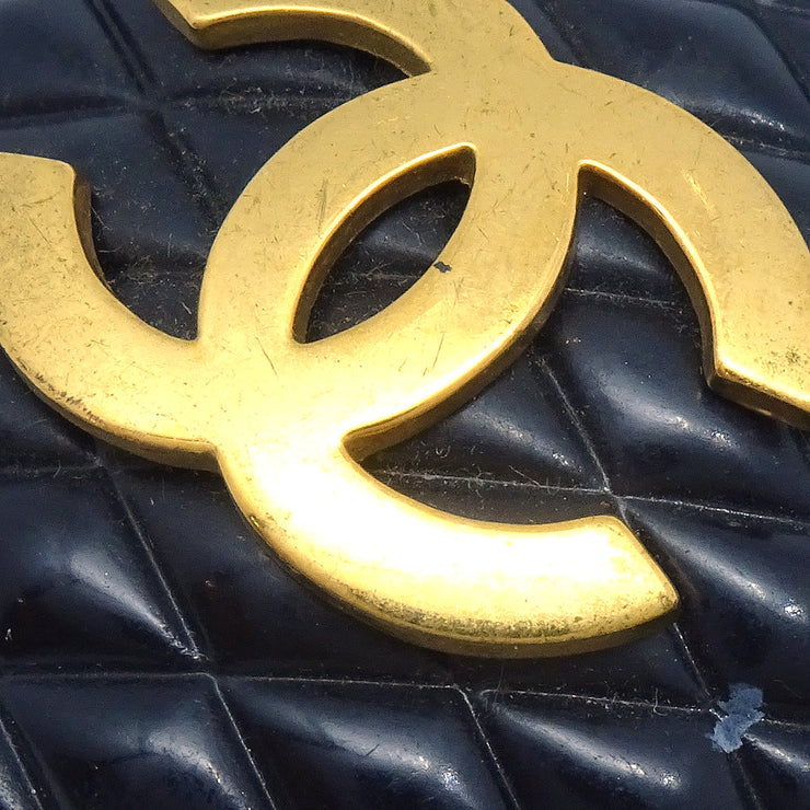 Chanel 1994 Quilted Black & Gold Earrings