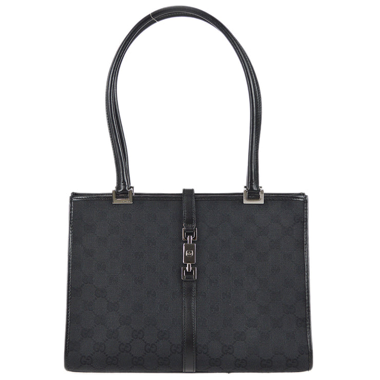 Gucci Jackie Black GG Monogram Canvas Leather Shoulder Bag