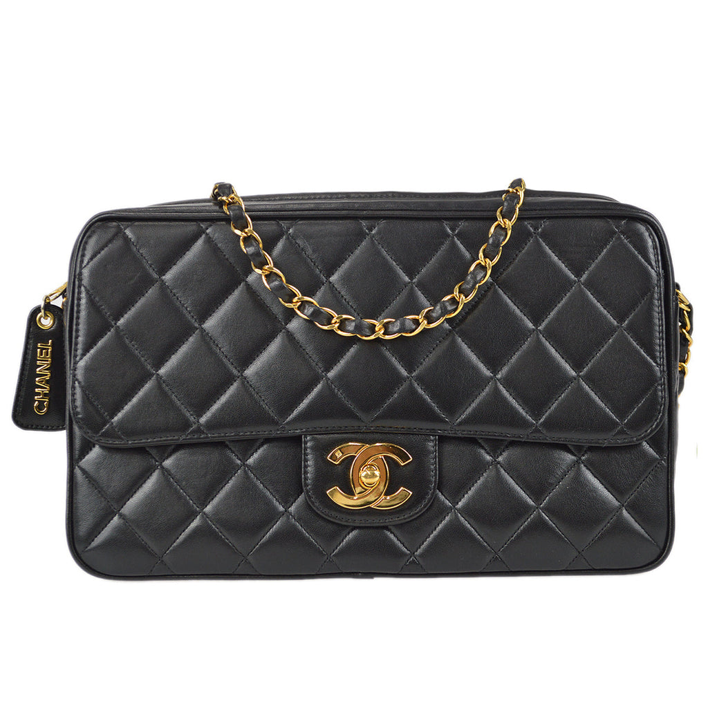 Chanel Classic Flap Chain Shoulder Bag Black Lambskin – AMORE