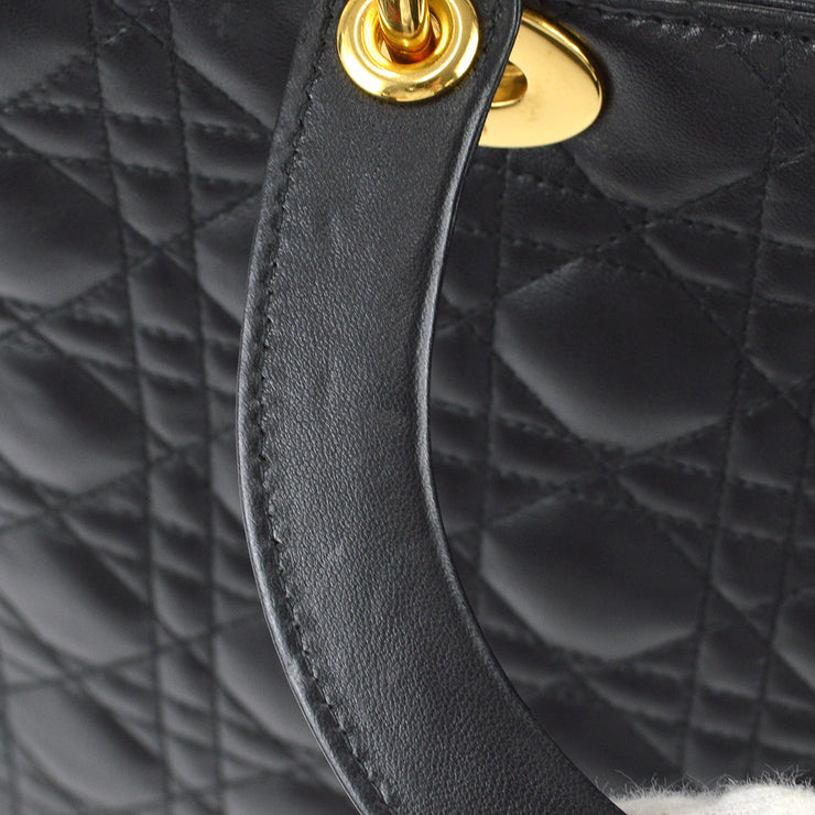 Christian Dior 1999 Lady Dior Cannage Handbag Black Lambskin