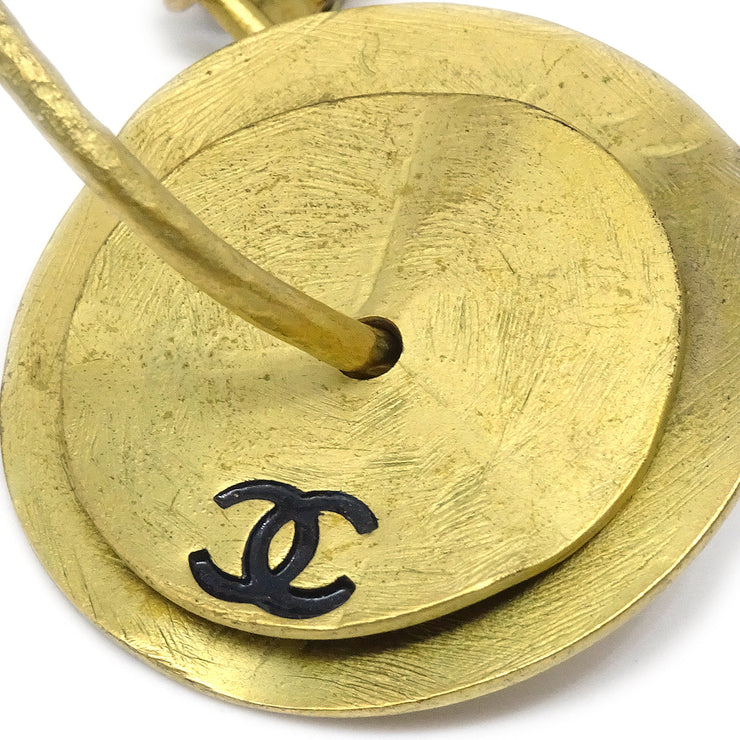 Chanel Dangle Hoop Earrings Clip-On Gold 94A